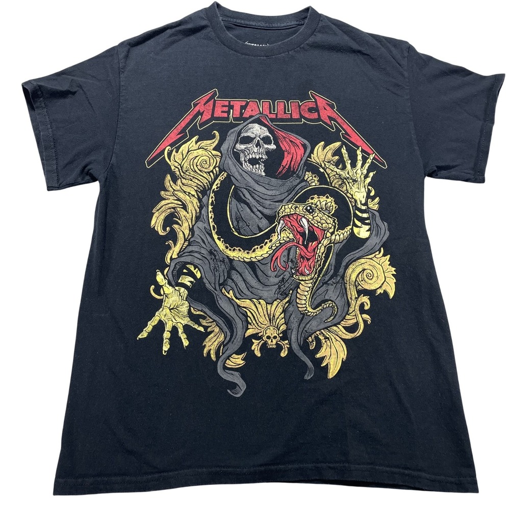 Metallica Shirt Mens Medium Black M72 2024 Tour Snake Grim Reaper Graphic Tee